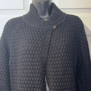 Eddie Bauer Black Textured Cardigan Large heavy weight thumbnail 2