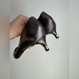 Sam Edelman Dark Brown Metallic Snake Print Heels thumbnail 5
