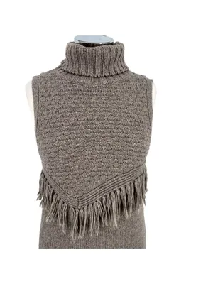 Anthropologie Nomad Morgan Carper Fringe Sweater Dress Gray Western Size Small thumbnail 3