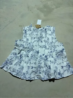 Blu pepper NWT Floral toile sleeveless pleated front tie blouse large thumbnail 8