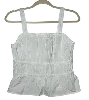 Madewell White Ruched Smocked Peplum Tank Top Womens Size‎ S thumbnail 1