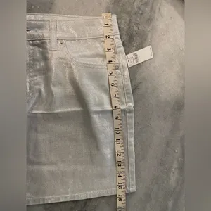 NWT Old Navy Size 8 Silver Shine Metallic Zip Stretch Denim A Line Mini Skirt thumbnail 12