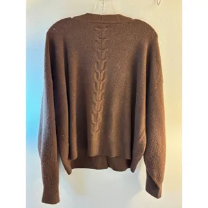 Auden Luxury Collection Brown Ribbed Button Front Cardigan XL NWT thumbnail 2