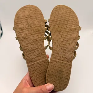 TKEES Senna Leather Strappy Sandals Sable Tan Flat Slides Womens Size 6 EUR 37 thumbnail 7