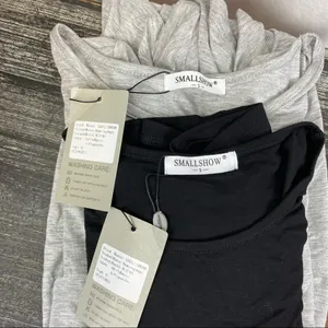 Smallshow Set of 2 Black & Gray Short Sleeve Ruched Maternity Tee T Shirts thumbnail 4