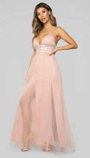 Maxi Formal Dress Tan thumbnail 1