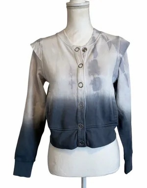 NWT Revolve 525 America gray and white ombré snap closure sweatshirt size small thumbnail 1