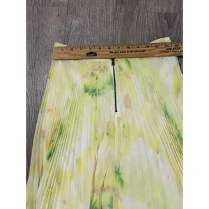 Alice‎ + Olivia Size 2 Shannon Pleated Citrus Yellow Print Overlay Maxi Skirt thumbnail 7