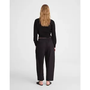 Madewell Pull-On Barrel-Leg Utility Pants in Poplin Cotton Black Wide Leg XL NWT thumbnail 2