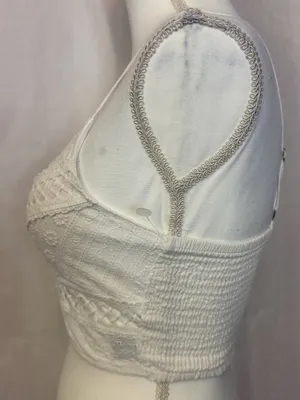 Rebellion White Lace V-Neck Cropped Cami thumbnail 3