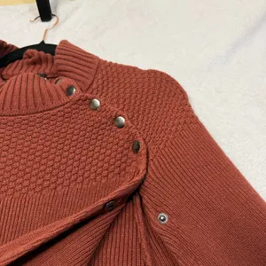 GILI M/L Cape Sweater Terracotta Orange Mock Neck Snap Button Poncho Fall‎ Cozy thumbnail 5