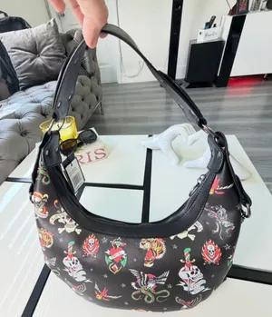 🔥 NWT Ed Hardy Y2K Tattoo Print Studded Hobo Bag Black 🖤 thumbnail 14
