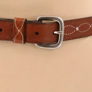 Dockers Western Embossed Leather Belt Womens Size M Brown Floral Studded Y2K thumbnail 3