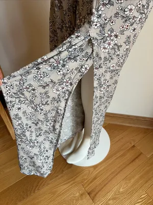 Harem style genie pants Wide Leg Floral Smocked Waist Pants with side slit thumbnail 3