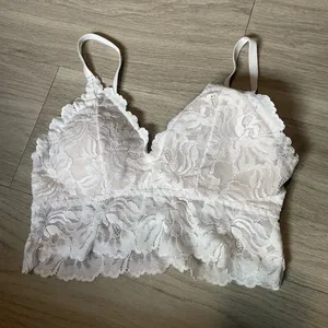 White Lace Bralette Crop Top - Women Intimates thumbnail 1
