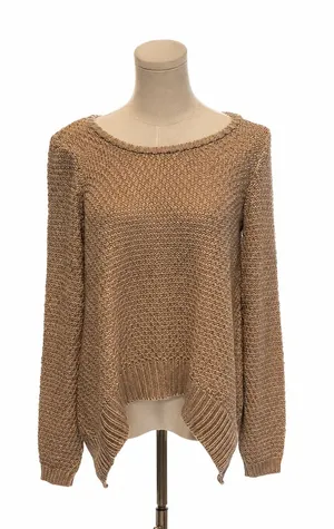 Anthropologie MOTH Rose Gold Metallic Asymmetrical Sweater Medium thumbnail 1