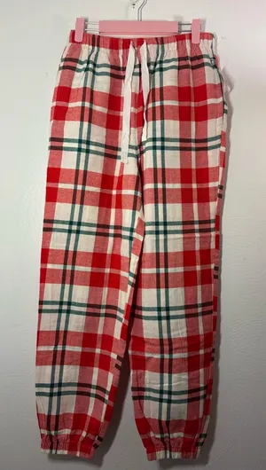 Old Navy Red White Green Plaid Flannel Jogger Style Pajama Pants Size Small thumbnail 1