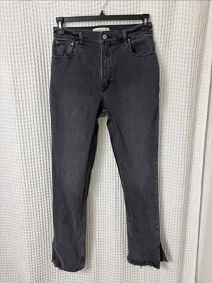 Abercrombie The 90’s Straight Ultra High Rise Split Hem Black Jeans, Size 29/8 thumbnail 4