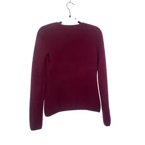 Barrow & Grove Womens Burgundy‎ 100% Cashmere Crewneck Sweater Medium Preppy thumbnail 3
