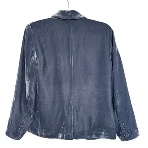 Sundance Women's Beau Blue Velvet Silk Lined Floral Blazer Jacket ,Size 4P, EUC thumbnail 3
