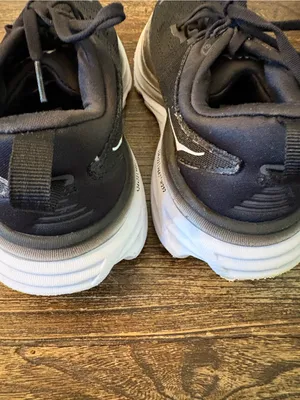 Hoka Bondi 8 Running Shoes Womens 7D Black White Max Cushion Wide thumbnail 5