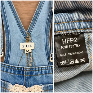 POL Light Wash Denim Overalls Size M Crochet Lace Wide Leg Boho thumbnail 12