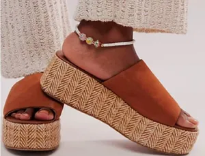 FREE PEOPLE HARBOR RAFFIA FLATFORM SANDALS Size 10 thumbnail 1