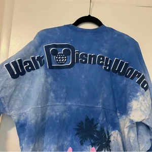 Disney Stitch Hawaiian Aloha Spirit Jersey Blue Womens Medium Long Sleeve thumbnail 3