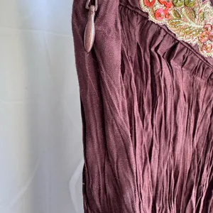 Chaudry KC‎ Bohemian Maxi Skirt with Embellished Waist Burgandy Size Large NWT thumbnail 7