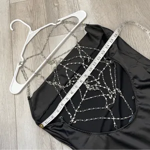 Dolls Kill Dress NWT widow cowl chain back mini womens Black (large) going out thumbnail 3