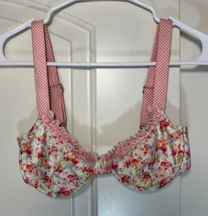 Strawberry Milk Mob Pink Floral Gingham Bikini Ruffle Wire Bra Top Young Love‎ S thumbnail 1
