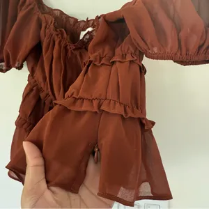 ASTR The Label Puff Sleeve Nutmeg Rust Puff Sleeve Blouse Top Size S thumbnail 8