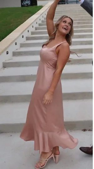 Show Me Your Mumu Claire Midi Dress in Rose Gold Luxe Satin size Small thumbnail 7