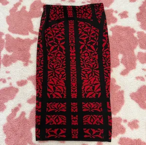 Y2K Red & Black Tapestry Tube Dress / Mini Skirt ✮ Goth Fairy Coquette Bodycon S thumbnail 4