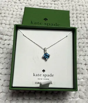 Kate Spade Dazzle Light Sapphire CZ Pendant Necklace Silver Tone NIB thumbnail 1