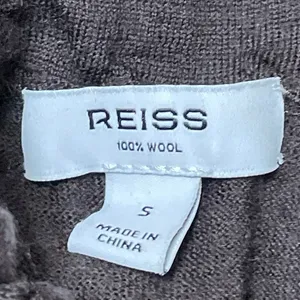 REISS 100% Wool Brown Sleeveless Knit Crinkled Mock Neck Sweater Vest Top Size S thumbnail 4