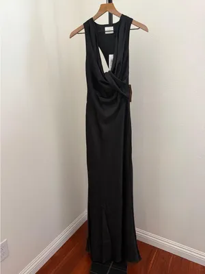 NWT o.p.t Few Moda black satin maxi gown size 10 criss cross twist thumbnail 4