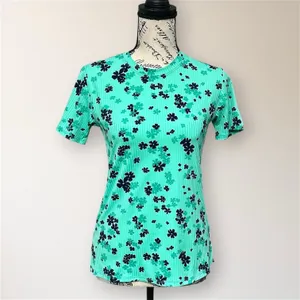 NWT EleVen Venus Williams S‎ Mint Floral Ribbed Tennis Athletic Short Sleeve Top thumbnail 2