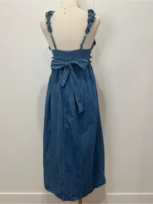 Urban Outfitters Kimichi Blue Kenzie Empire Denim Midi Dress Small Western Boho thumbnail 6