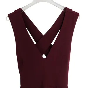 Lulus Darren Burgundy Strappy Bodycon Midi Dress Wine Red Maroon V-Neck Medium thumbnail 6