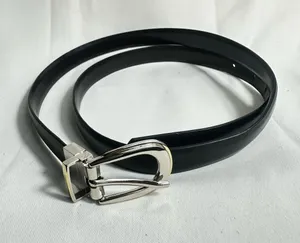 Classic Black Leather women’s Belt with Silver-Tone Buckle thumbnail 1