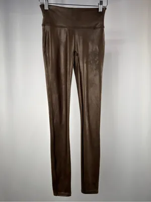 SPANX Faux Leather Leggings In Bronze Metal Size XS thumbnail 3