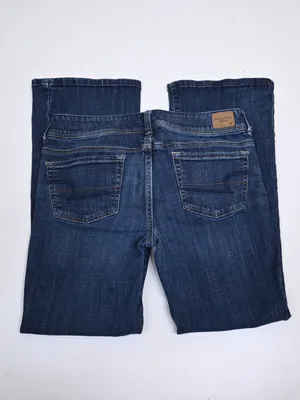 American Eagle Women's 8 Short Dark Wash Low-Rise Vintage Original Boot Jean thumbnail 5