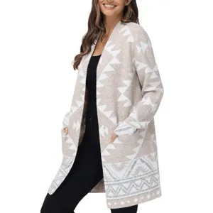 NWT Frye Ladies' Patterned Cardigan Sweater Oatmeal Combo M thumbnail 3
