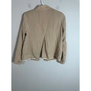 Club Monaco Womens Tan Cotton Silk Utility Safari‎ Blazer Jacket Gold Buttons 4 thumbnail 7
