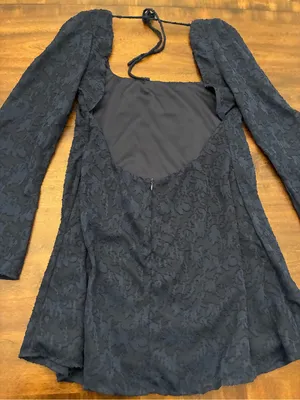 Princess Polly Dress Women’s 10 Mini Dress Long Sleeve Navy Blue Textured thumbnail 3