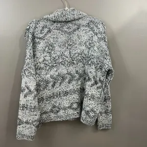 Lucky Brand Sweater Women's XL Green White Cowl Neck Aztec Fringe Wool Blend thumbnail 8