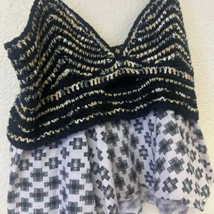 Anthropologie Freida Layered Peplum Cami Metallic Black White Size Medium thumbnail 6