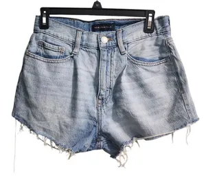 Aeropostale Light‎ Wash Mom Shorts Distressed Denim High Rise Summer Festival thumbnail 1