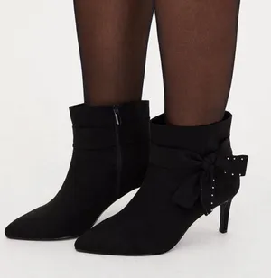 Torrid Studded Side Bow Ankle Boots Booties‎ Black Microfiber 9.5W thumbnail 1